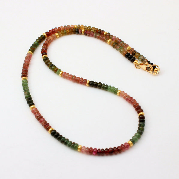 Turmalin Edelsteinkette 925 Silber Mehrfarbig Collier ca. 48 cm