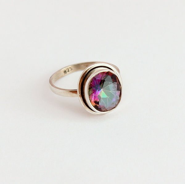 Mystic Topaz Ring in 925 Silber Edelstein Schmuck Facettiert