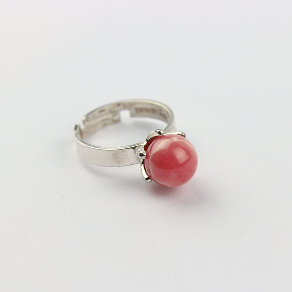 Rhodochrosite Ring gefaßt in 925 Silber
