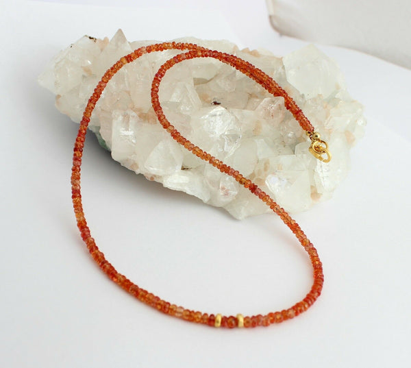 Echte Natur Orange Saphir Kette Edelsteinkette Saphirkette Padparadscha Saphir