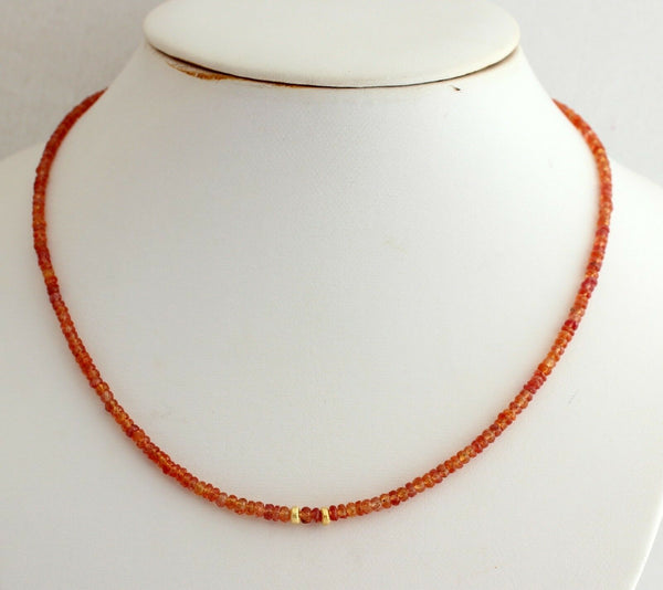 Echte Natur Orange Saphir Kette Edelsteinkette Saphirkette Padparadscha Saphir