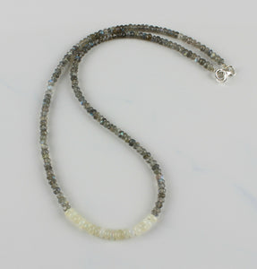Labradorit Kette mit Welo Opal Halskette in 925 Silber Verschluss