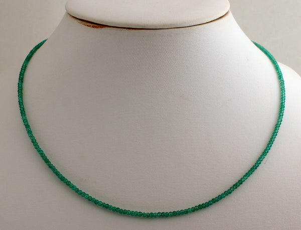 Grüner Onyx Halskette in 925 Silber Verschluss Facettiert