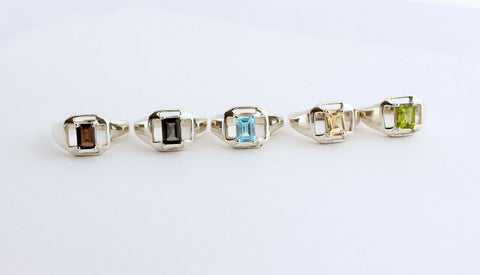 Rauchquarz Iolith Blautopas Citrin Peridot Ring in 925 Silber Schmuck Facettiert