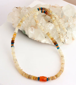 Opal Apatit Karneol Edelsteinkette aus Äthopien Collier