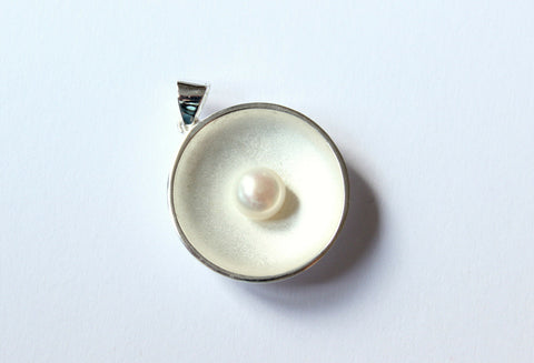 Natur Perle (Pearl) Anhänger in 925 Silber Edelstein Schmuck