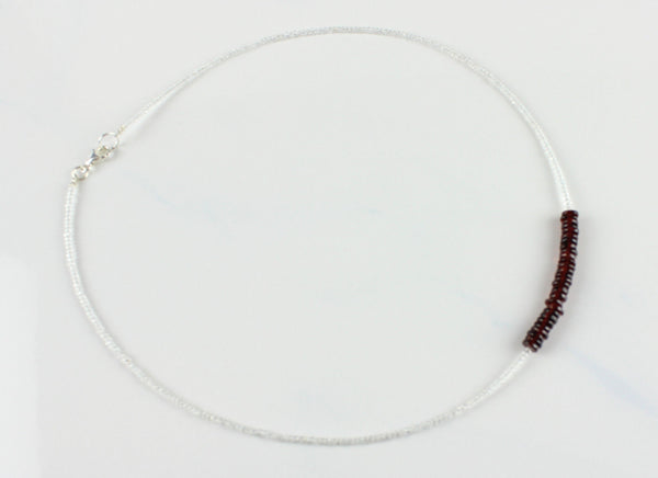 Weiße Topas mit Granat Halskette in 925 Silber Verschluss