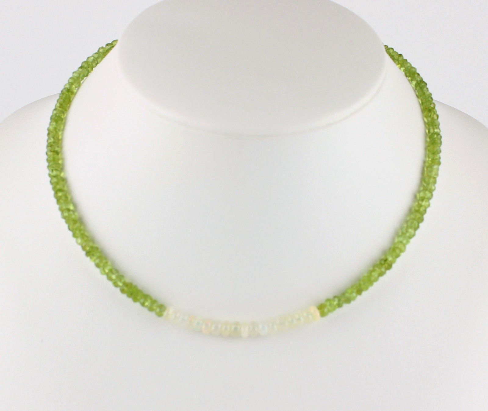 Peridot mit Opal Halskette in 925 Silber Verschluss Facettiert