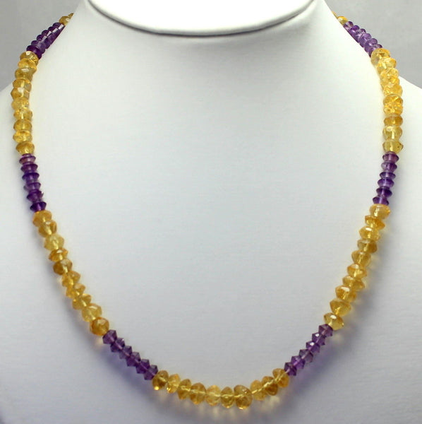 Citrin mit Amethyst Halskette in Hartvergoldet 925 Silber Verschluss