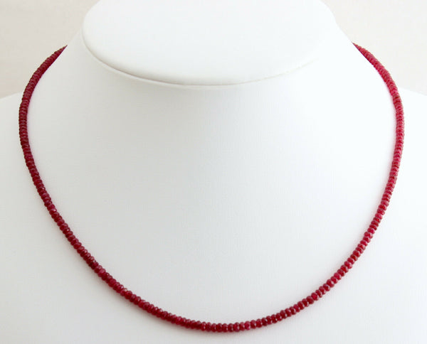 Rubin Kette Edelsteinkette Facettierte Rot Natur Collier aus Longido-Rubin Edel