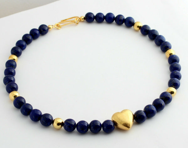 Exklusive Lapislazuli Kette UNIKAT Lapis Lazuli Halskette Königsblau farbe 51 cm