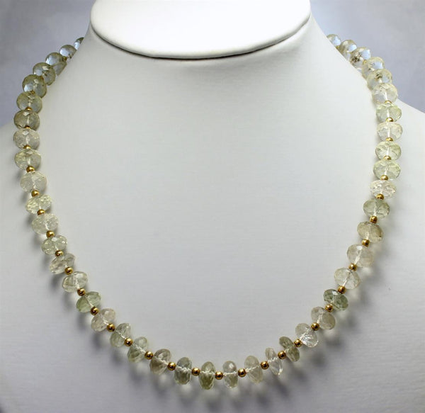 Prasiolith Kette Edelsteinkette,Halskette,gruner amethyst 925 Silber Damen 44 cm