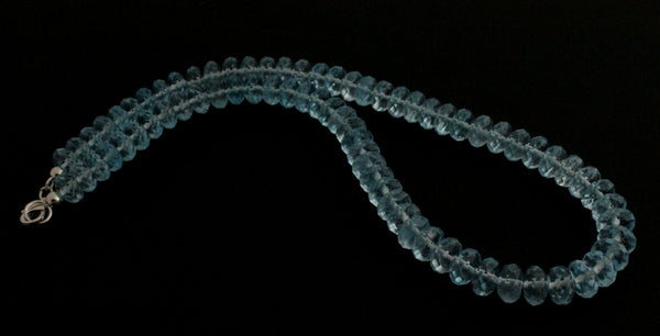 Blautopas Kette edelsteinkette Facettierte Blau-Topas Collier ca. 452 Karatt, 48 cm