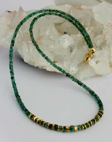 Natur Smaragd Kette Edelsteinkette facettierte Grün 925 Silber Edel Smaragdkette