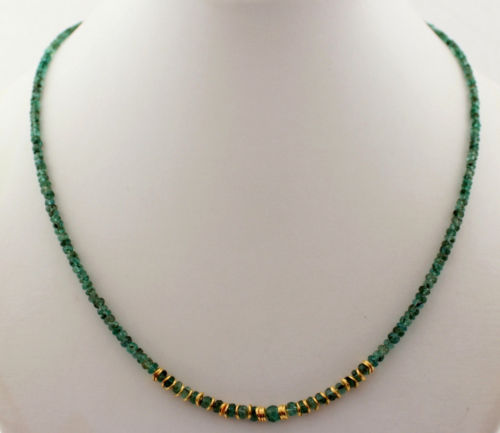 Natur Smaragd Kette Edelsteinkette facettierte Grün 925 Silber Edel Smaragdkette